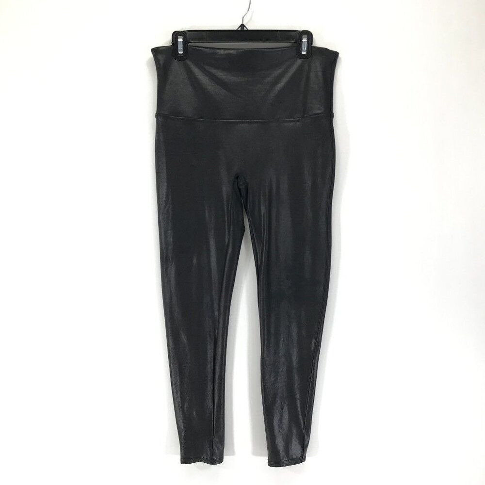 SPANX SPANXshape Faux Leather Leggings Women's Plus 1X Petite Black High Rise